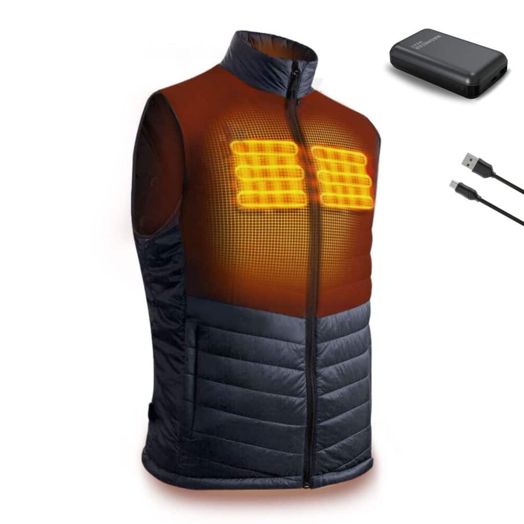 Heated Bodywarmer with Powerbank - Magnetar Heat - Extra Powerful - Includes 13,000 mAh Battery - 7.4V Electric Heated Vest - Black - Heated Clothing - Men and Women