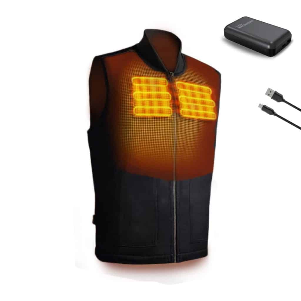 Heated Work Bodywarmer - Magnetar Heat - Extra Powerful - 13,000 mAh Battery - Heated Vest - Black - For Men and Women - Includes 7.4V Powerbank and Charging Cable - Heated Clothing - Perfect for the Workshop