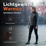 Lifestyle afbeelding van Magnetar verwarmd vest tijdens wandelen met hond, lichtgewicht gewatteerd vest voor buiten, werk en dagelijks gebruik.